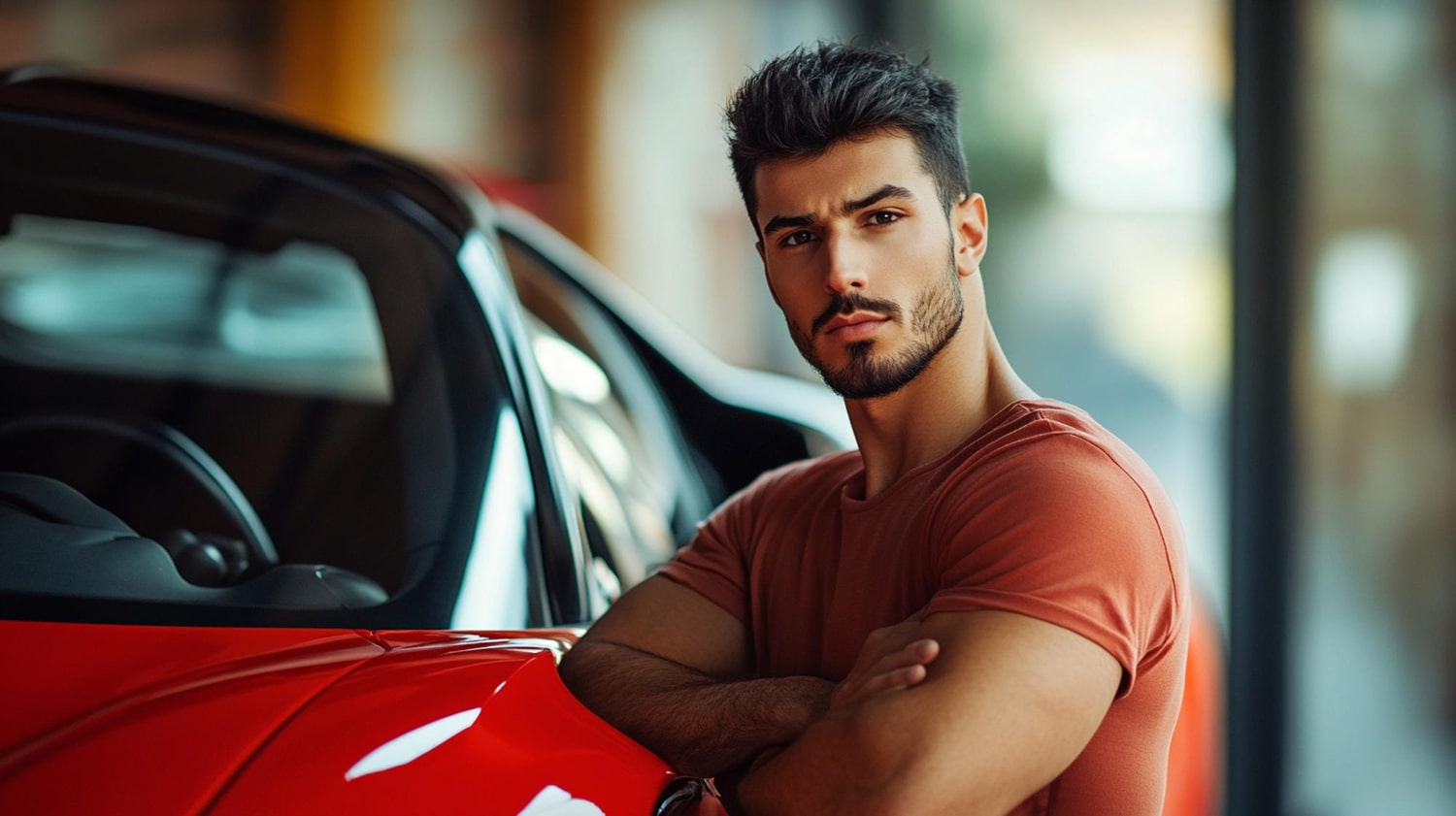 Striking a Bold Stance Beside a Machine of Power