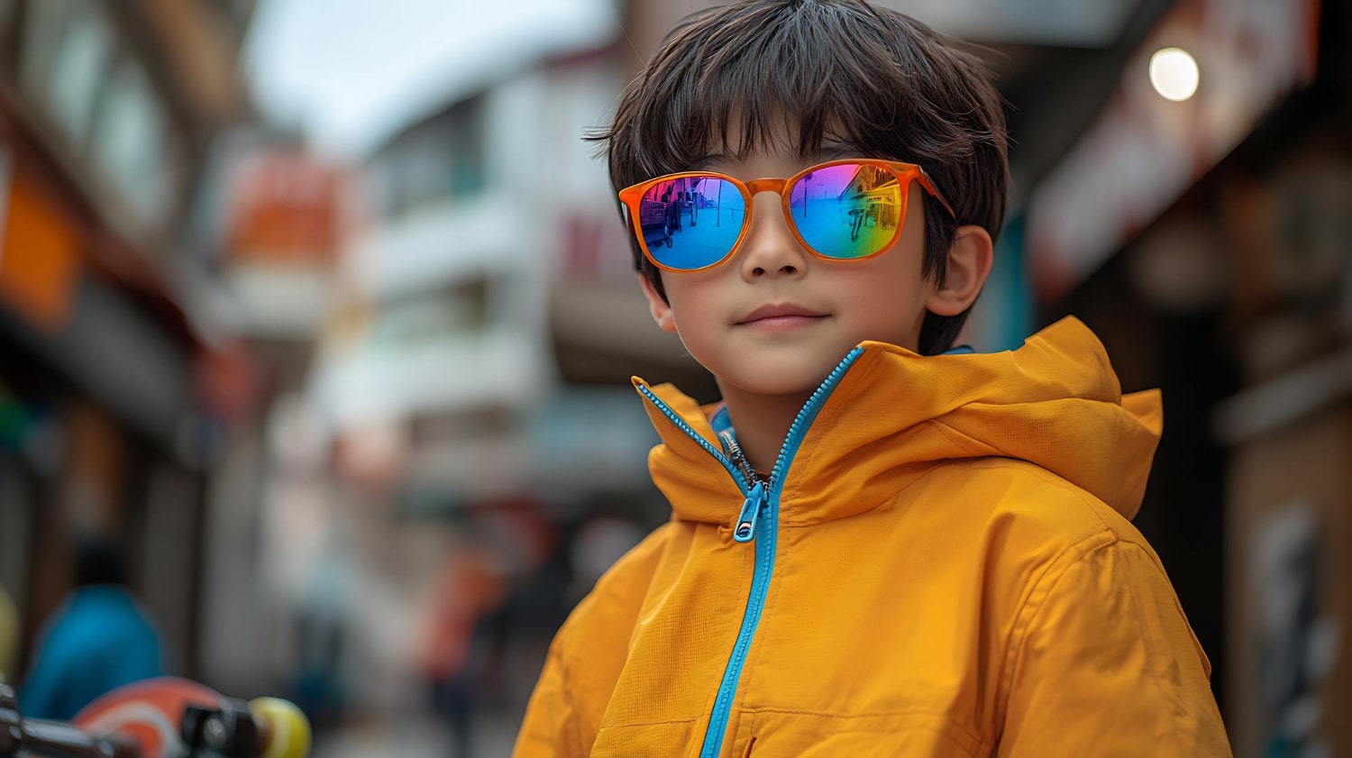 Young Skater Showcases Futuristic Style With Jacket And Sunglasses